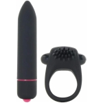 Intense Cockring And Bullet 10 Function Bullet Waterproof Black
