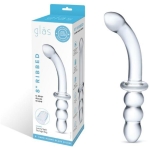8"  Ribbed G-Spot Glass Dildo - Image 3