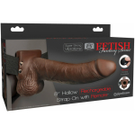 Fetish Fantasy 8in Hollow Rechargeable Strap-on With Remote, Brown - Image 3
