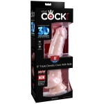 King Cock Triple Density 8 inches Cock, Balls Beige Dildo - Image 3