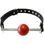 Ball Gag - Black With Removable Red Ball And Stainless Steel Rod