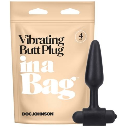In A Bag 4" Vibrating Butt Plug - Black