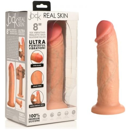 Jock Real Skin Vibrating Silicone Dildo 8 In. Light