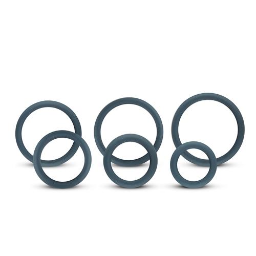 Boners 6 Pc Wide Cock Ring Set - Black