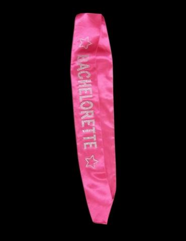 Bachelorette sash w/crystals - hot pink