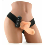 6" Vibrating Hollow Strap On - Beige - Image 2