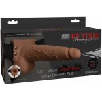 Fetish Fantasy 7.5in Hollow Squirting Strap-on With Balls, Tan - Image 2